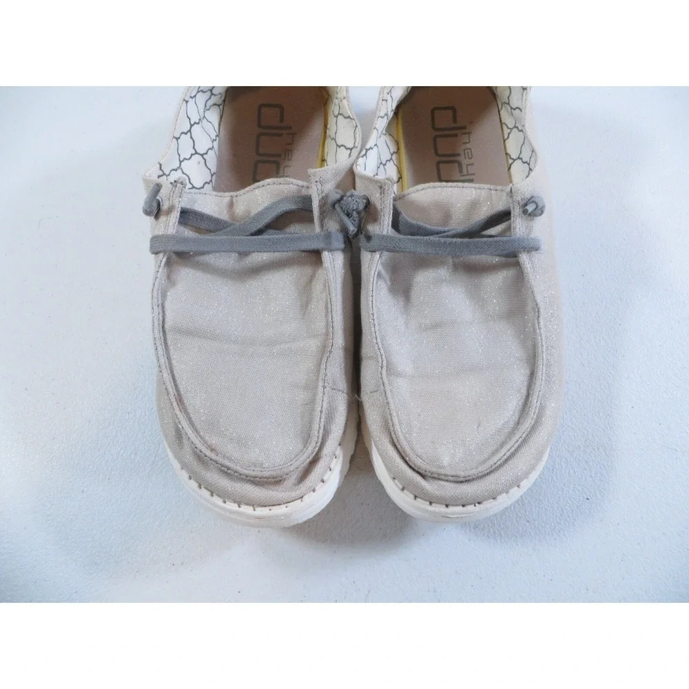 Hey Dude Wendy Sparkling‎ Pearl Grey Women's Slip On Loafer Shoes Size 8